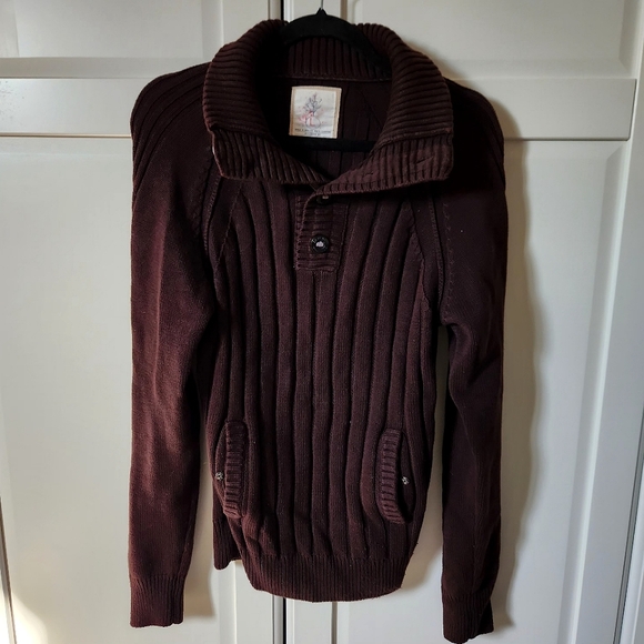 DEVRED Brown ribbed 100% cotton sweater Size L - Picture 1 of 6